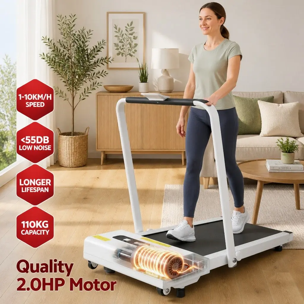 Electric Treadmill Foldable Compact Home Gym Fitness Machine 380mm White
