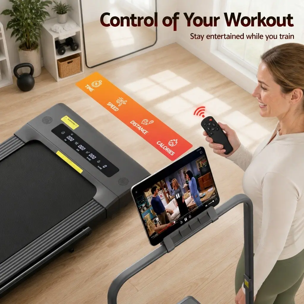 2 in 1 Electric Walking Pad Under Desk Treadmill Foldable 400mm Grey
