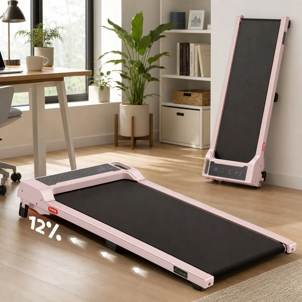 Walking Pad Treadmill 3 in 1 Under Desk Home Gym 12% Incline 40cm Belt Pink