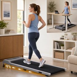 3 in 1 Walking Pad Treadmill 12% Incline Under Desk Home Gym Exercise Machine