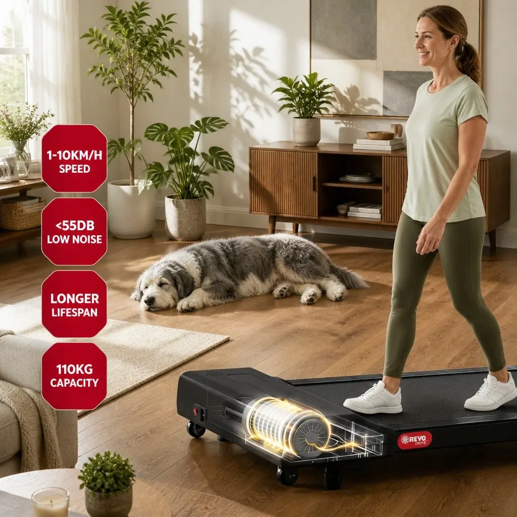 Electric Walking Pad Treadmill Foldable Compact 400mm Non-Slip Running Belt Black