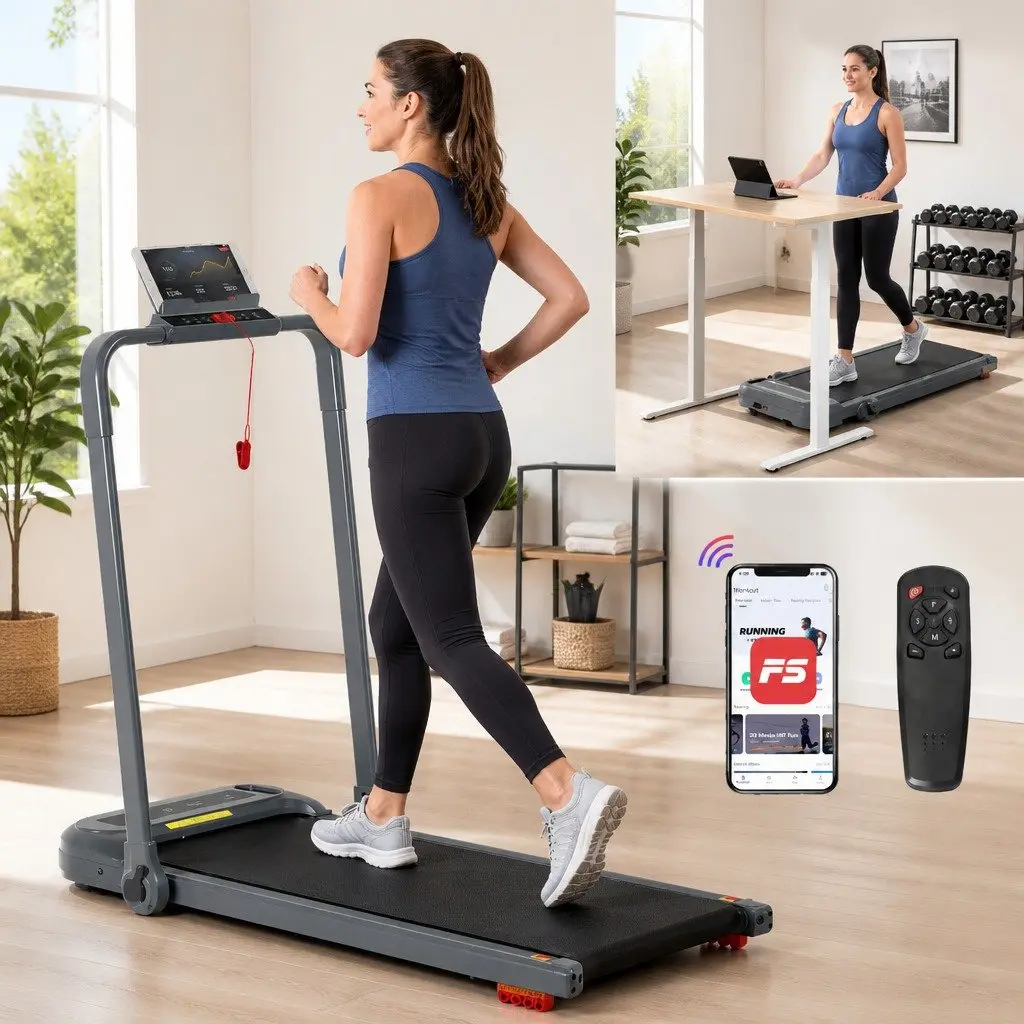 Electric Treadmill Walking Pad Compact Foldable 3-Level Incline Home Gym