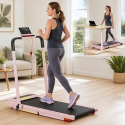 Electric Treadmill Walking Pad 3-Level Incline Foldable Home Gym Pink Portable