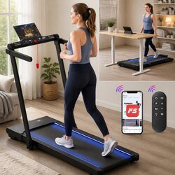 3-in-1 Walking Pad Treadmill LED Lights Foldable Under Desk Home Gym 40cm Belt