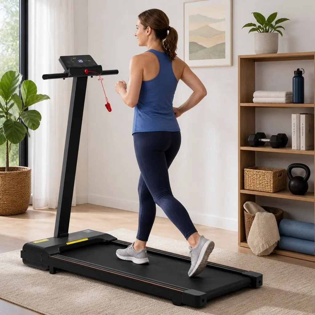 Walking Pad Treadmill 2-in-1 Foldable Home Gym 100 x 40 cm Shock-Absorbing Belt Black or Orange