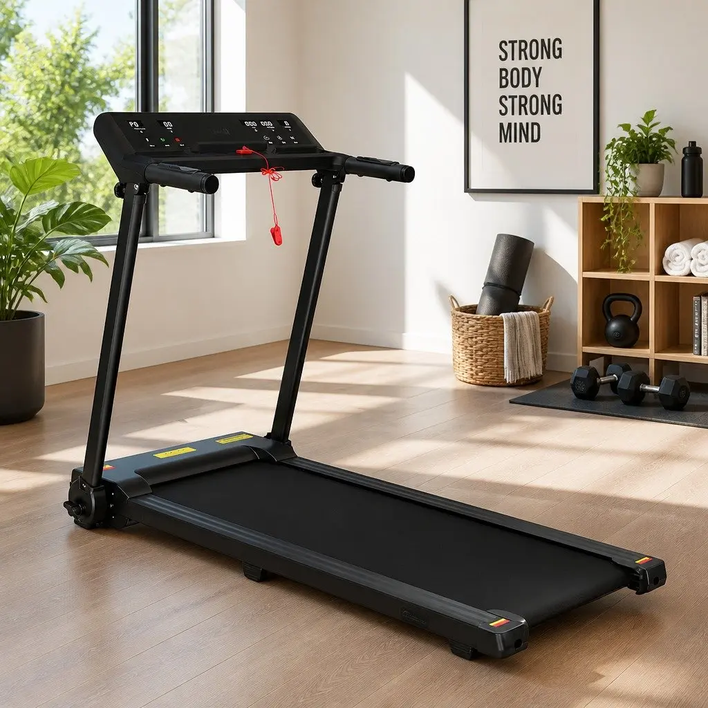 Electric Treadmill Foldable Home Gym Fitness Machine 12 Programs LCD Display Black