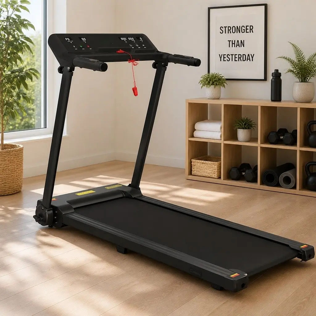 Electric Treadmill Foldable Home Gym Fitness Machine 12 Programs LCD Display Black