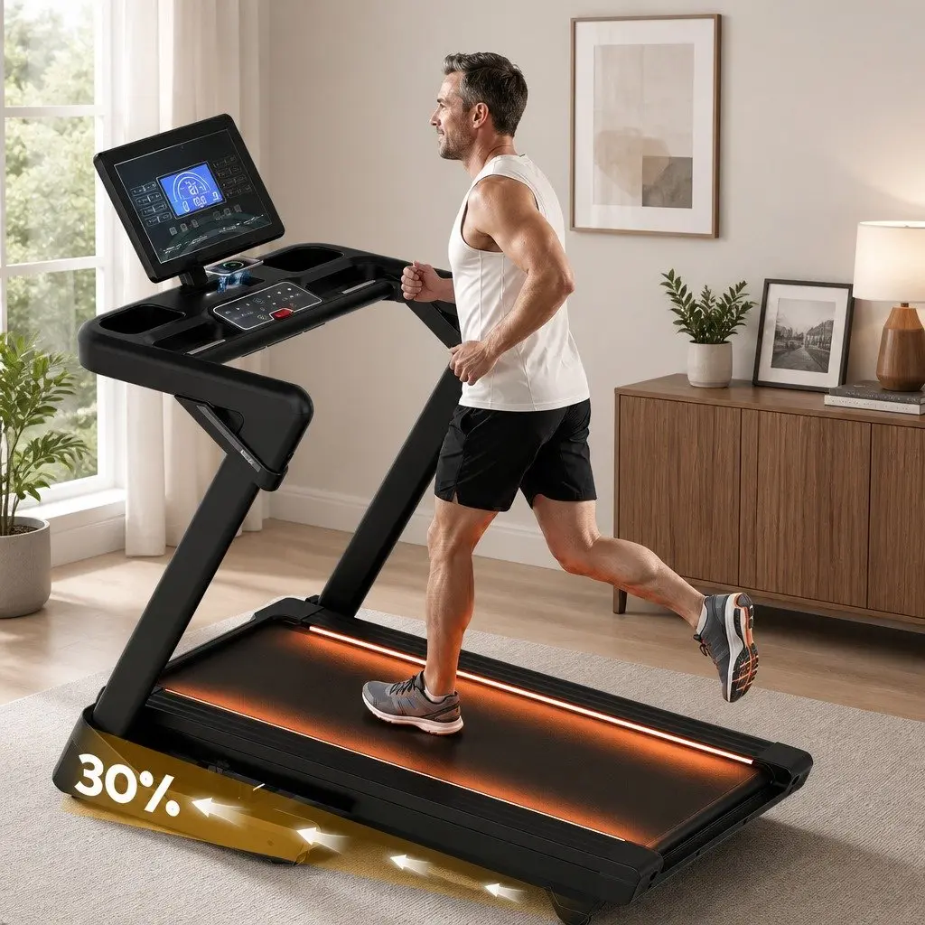 Foldable Treadmill 500mm Wide Belt 30% Auto Incline Home Gym Electric Machine
