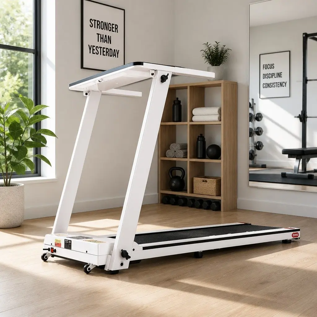 Electric Treadmill Foldable Compact Home Gym Fitness Machine 12 Programs White