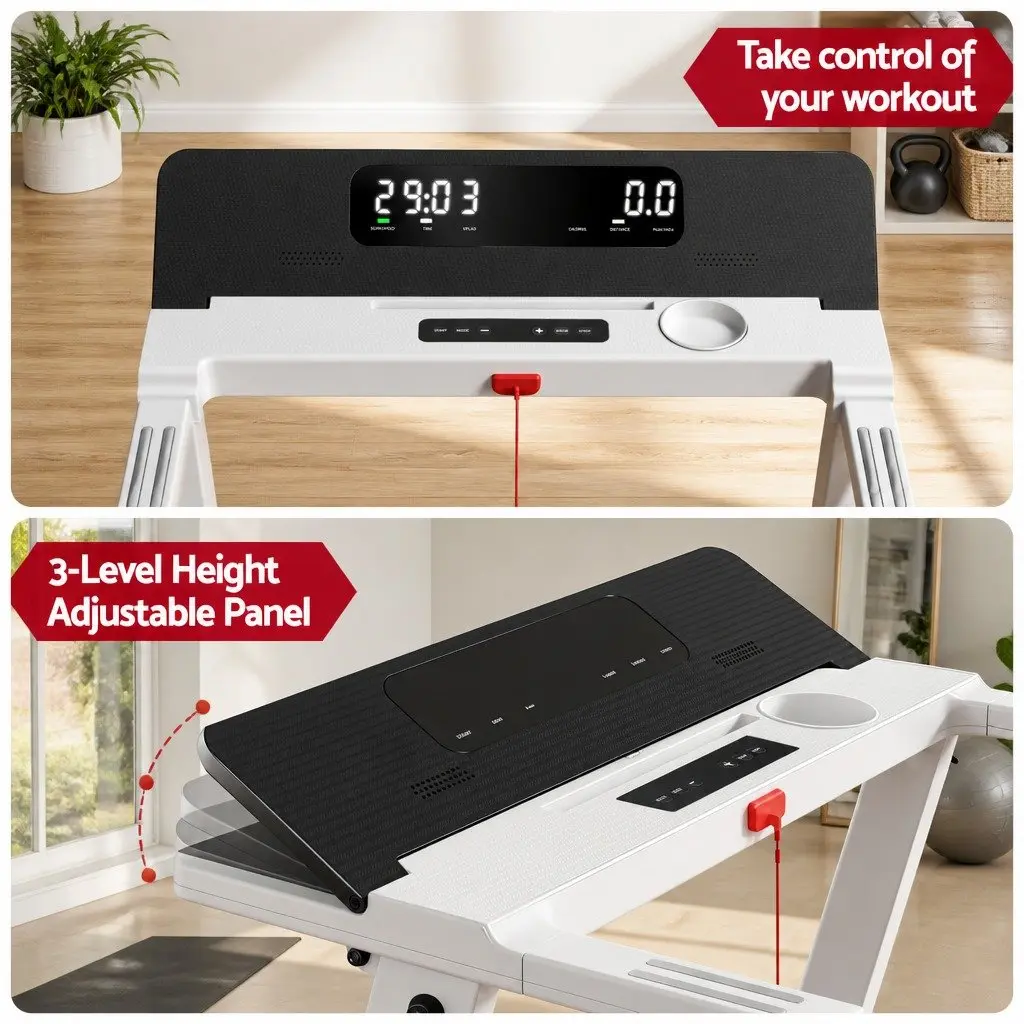 Foldable Electric Treadmill Home Gym Fitness Machine 12 Programs White