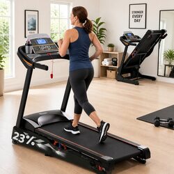 Electric Treadmill Auto Incline 18 Speed Home Gym Fitness Machine 480mm Black
