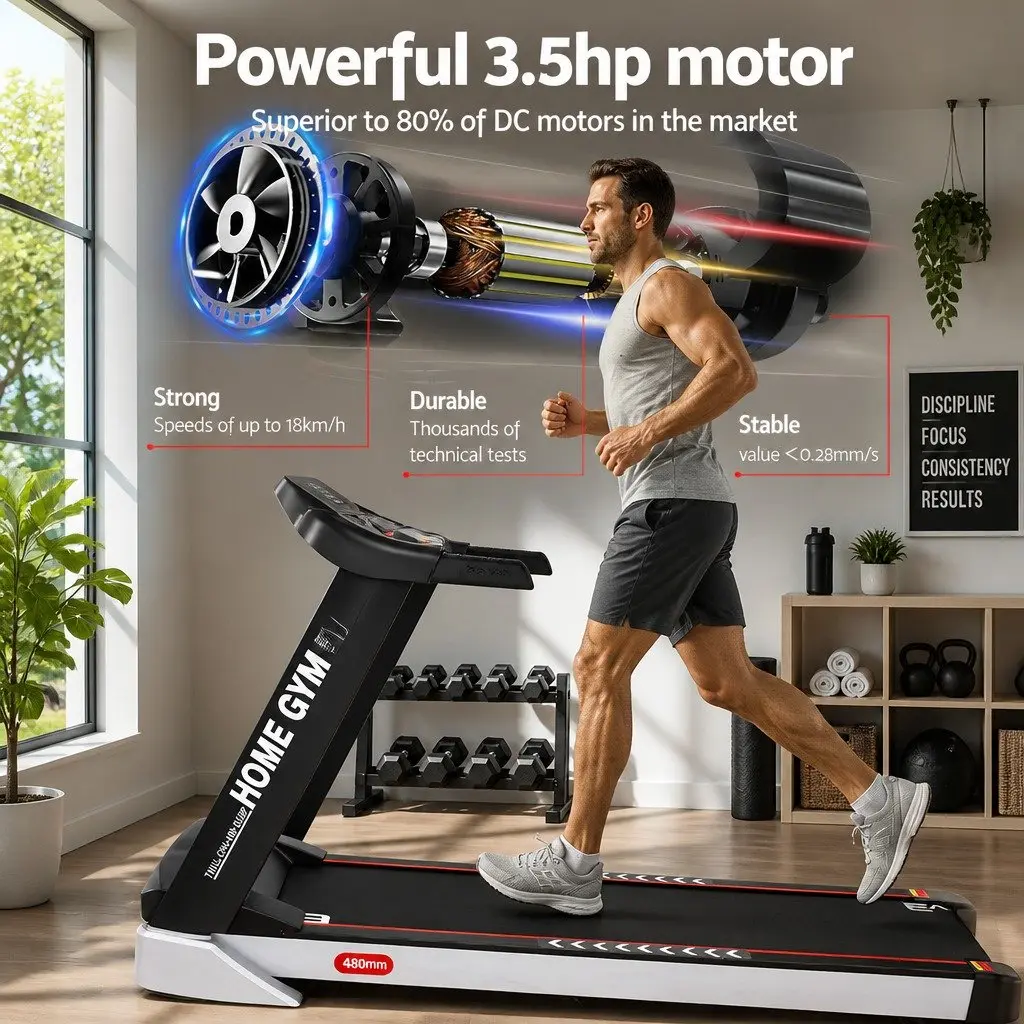 Electric Treadmill Auto Incline 18 Speed Levels Compact Home Gym Fitness Black and White