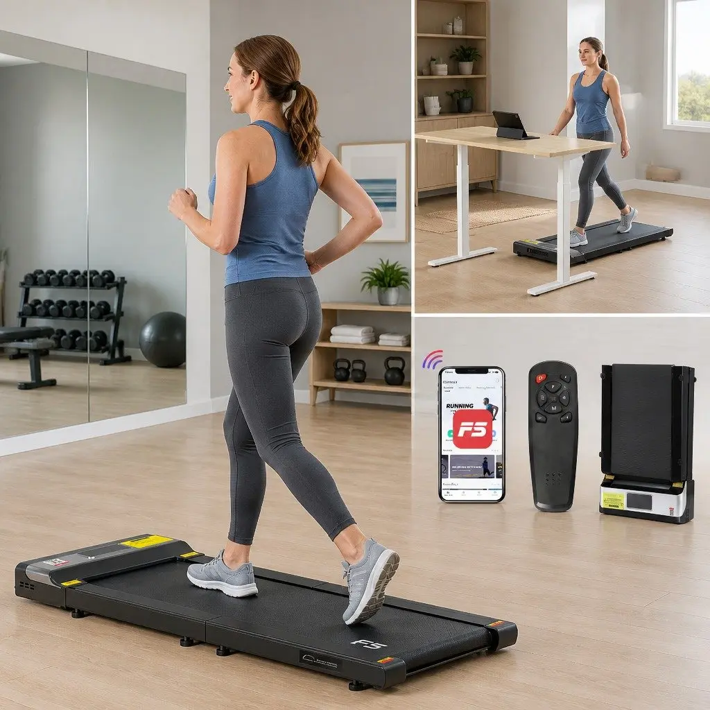 Electric Walking Pad Under Desk Treadmill Foldable Home Gym Fitness Black