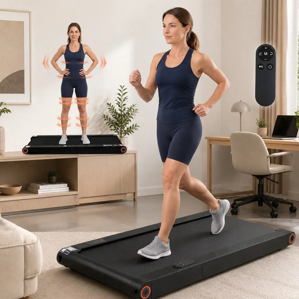 4-in-1 Vibration Walking Pad Treadmill Under Desk Home Gym Machine with App