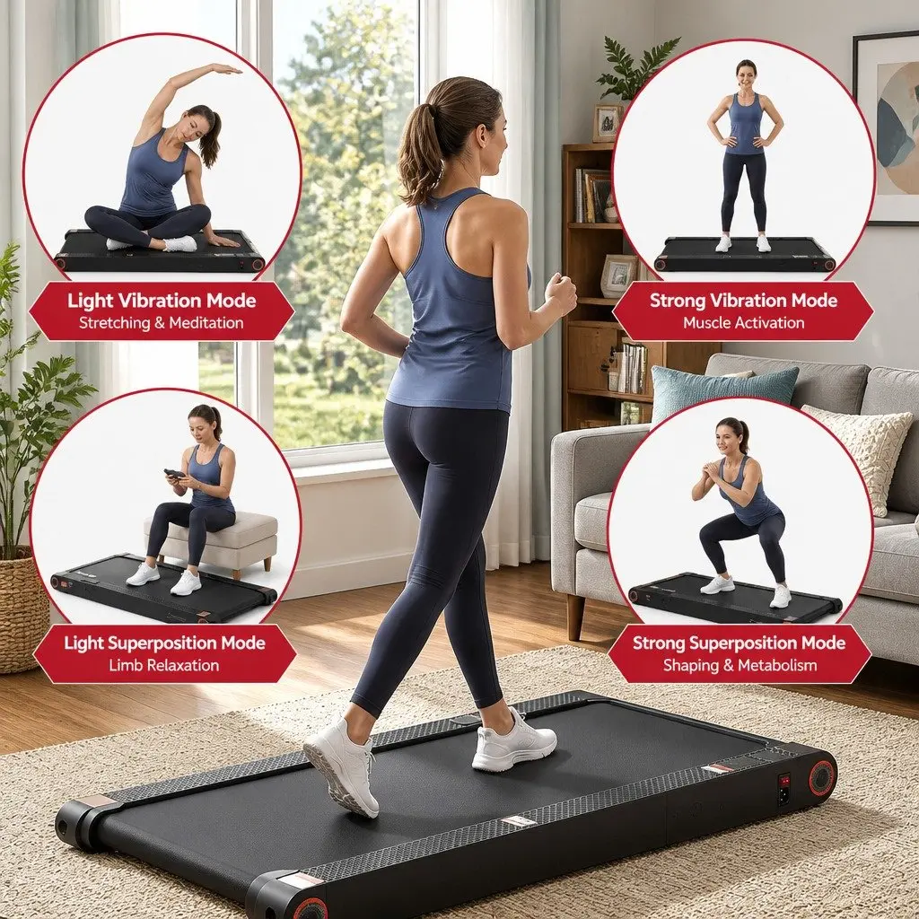 4-in-1 Walking Pad Treadmill Compact Under Desk Home Gym Machine Black