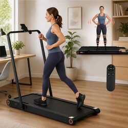4-in-1 Walking Pad Treadmill Foldable Under Desk Home Gym Cardio Machine Black
