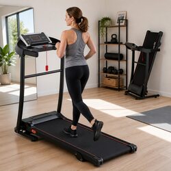 Electric Treadmill Home Gym Fitness Machine 12km/h Speed 3-Level Incline Black