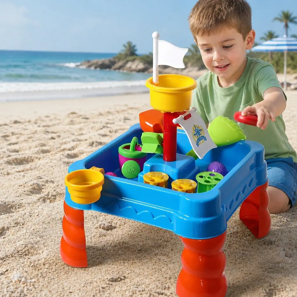 Kids Sand Water Play Table 2-In-1 Activity Toy Set Multi-colour 40cm W x 40cm D x 59cm H