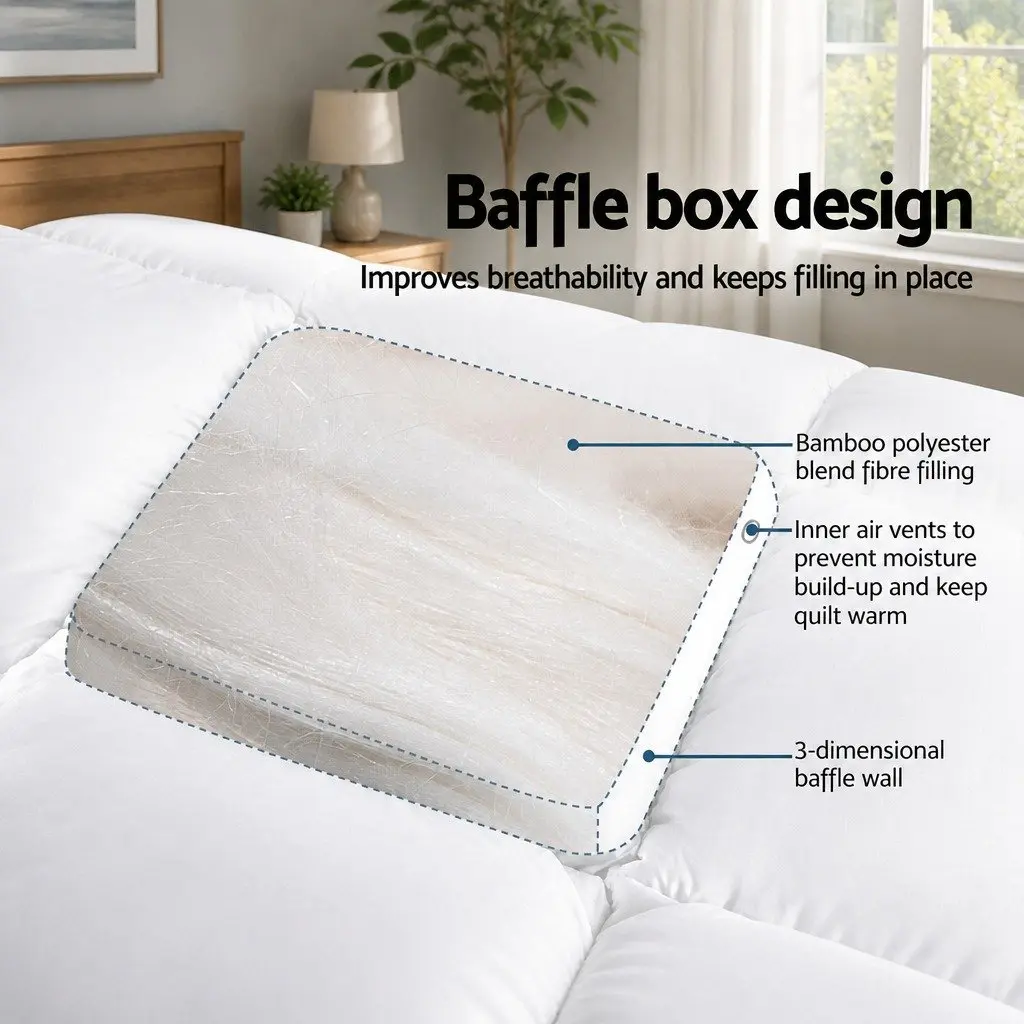 Mattress Topper Bamboo Charcoal Microfibre Filling 5cm Thick King Size White