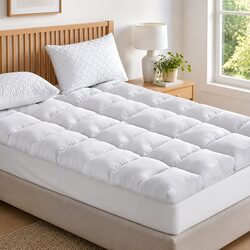 Single Mattress Topper 5cm Bamboo Microfibre Pillowtop Pad 45cm Deep Pocket