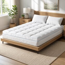 Queen Mattress Topper 10cm Thick Pillowtop Pad Cooling Underlay Back Pain Relief