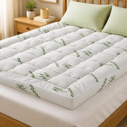 Queen Mattress Topper 11cm Pillowtop Bamboo Bed Pad Thick Deep Pocket Washable