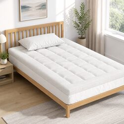 Pillowtop Mattress Topper 7.5cm Thick King Single Washable Bamboo Fabric Bed Pad