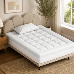 Pillowtop Mattress Topper 7.5cm Thick Double Bed Pad White Bamboo Cover Deep