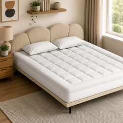 King Pillowtop Mattress Topper 7.5cm Thick Bamboo Cover Pad Washable Bed