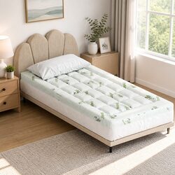 Pillowtop Mattress Topper 7.5cm Single Bed Pad Bamboo Cover Deep Pocket White
