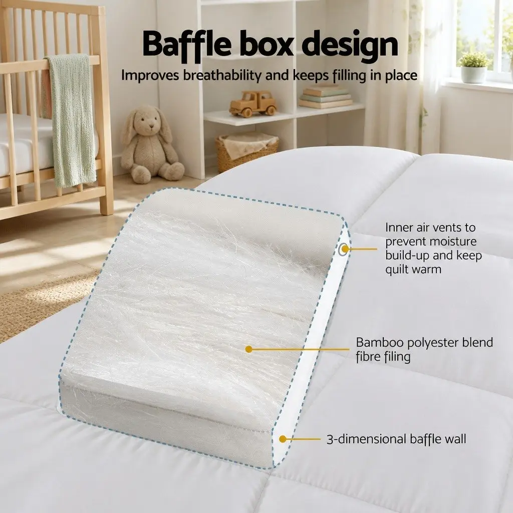 Baby Cot Mattress Topper Pillowtop Pad 4.5cm Thick White Breathable Cooling Sleep Protector