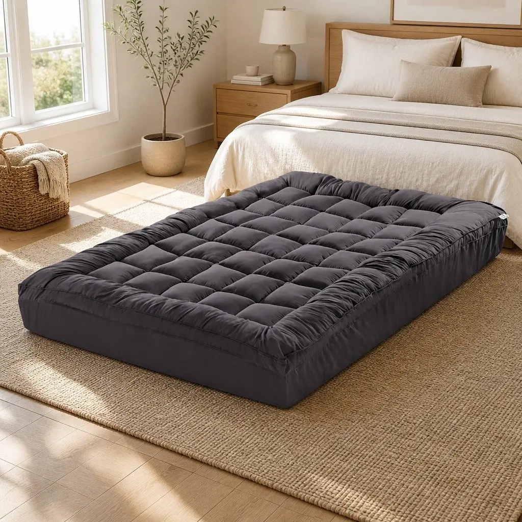 Mattress Topper Pillowtop 5cm Thick King Size Grey