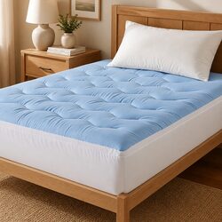 King Single Mattress Topper 5cm Pillowtop Reversible Cooling Coral Fleece Pad
