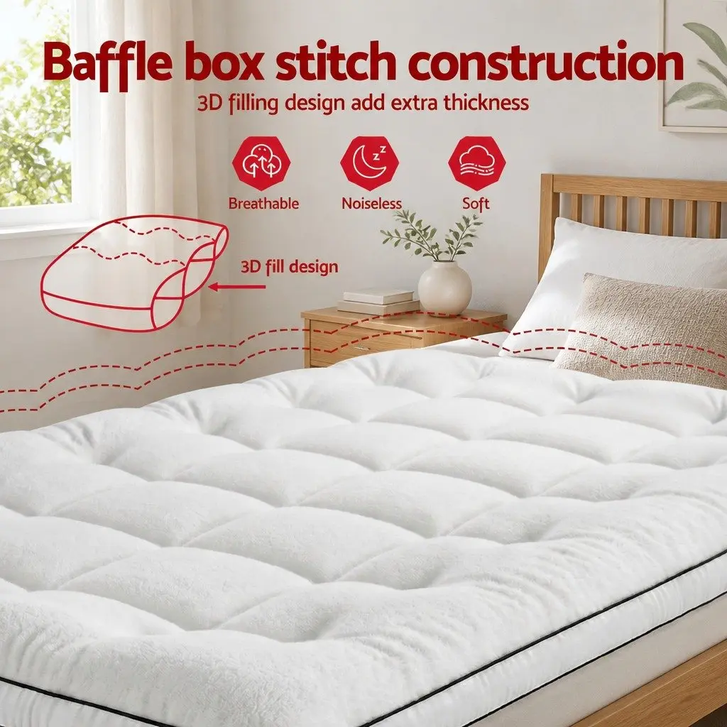Mattress Topper 5cm Coral Fleece King Single White