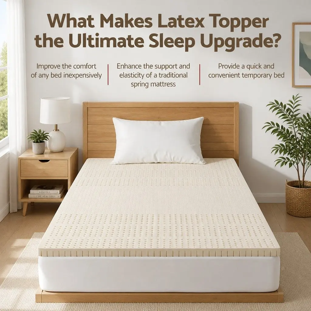 Latex Mattress Topper 5cm 7 Zone Cooling Single Bed Pad Foldable Removable Washable White