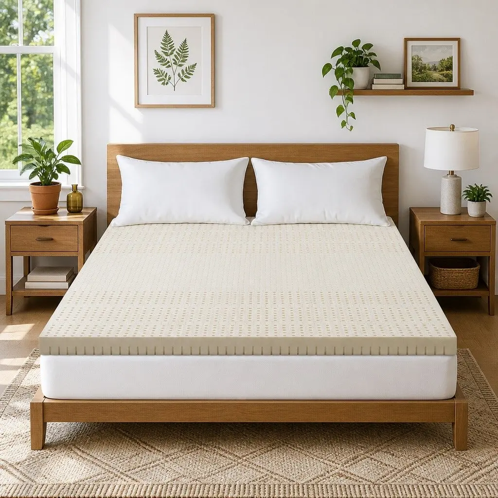 Latex Mattress Topper 7.5cm Thick 7-Zone Pressure Relief Double Breathable Cooling