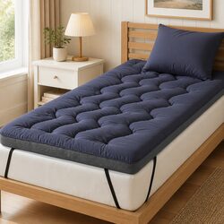 Pillowtop Mattress Topper 5cm Single Bed Pad Breathable Washable Grey