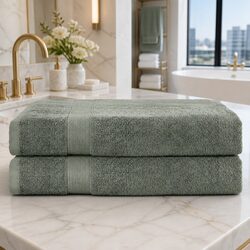 2 Pack Bath Sheets Set Extra Large Cotton Towels Green 180cm x 90cm