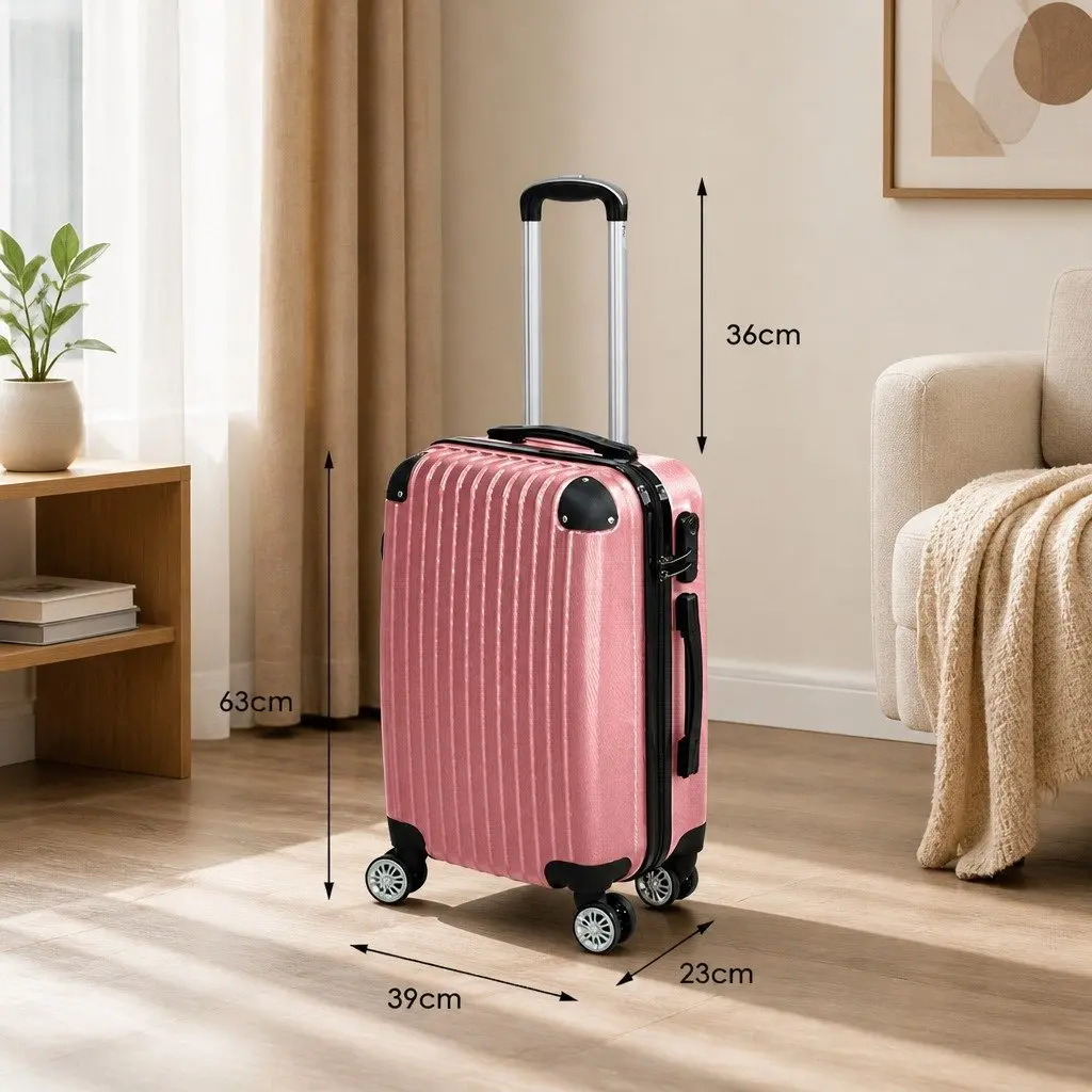 24 Inch Luggage Suitcase Hard Shell Travel Spinner Wheels Rose Gold