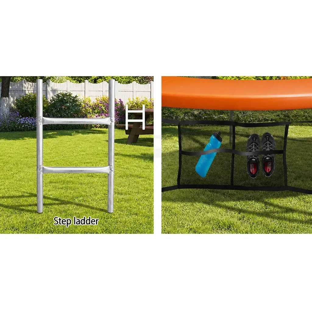 14ft Trampoline Rebounder with Basketball Hoop Safety Netting Orange