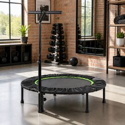 40 Inch Fitness Trampoline Foldable Rebounder Home Gym Handrail Cardio Exercise