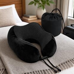 Travel Neck Pillow Memory Foam Airplane Pillow with Removable Washable Cover
