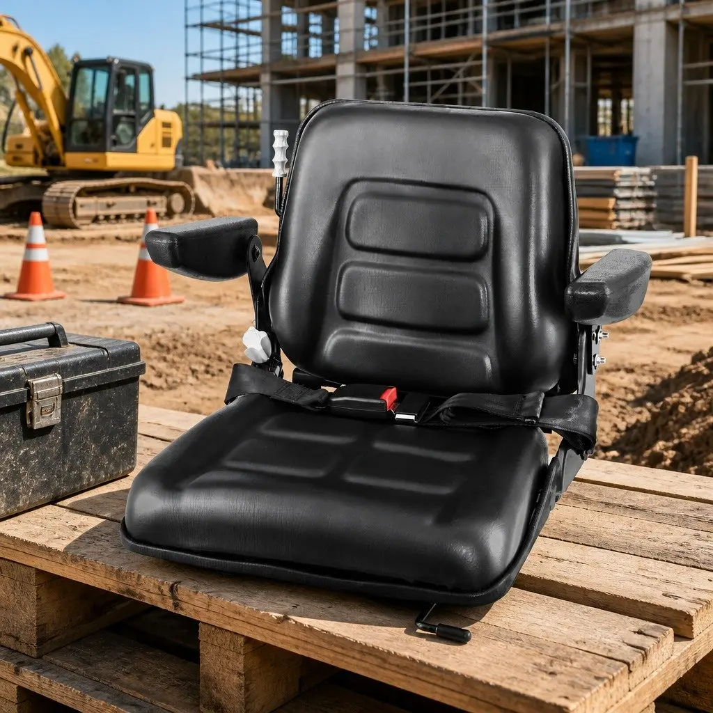 Universal Suspension Tractor Seat Heavy Machinery Adjustable Black
