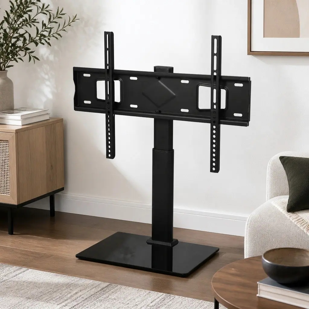 TV Stand with Mount Bracket 32-75 Inch Adjustable Height Swivel Tilt Floor Base