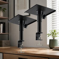 Desk Clamp Speaker Stands Adjustable Height Rotation Monitor Studio Audio Setup