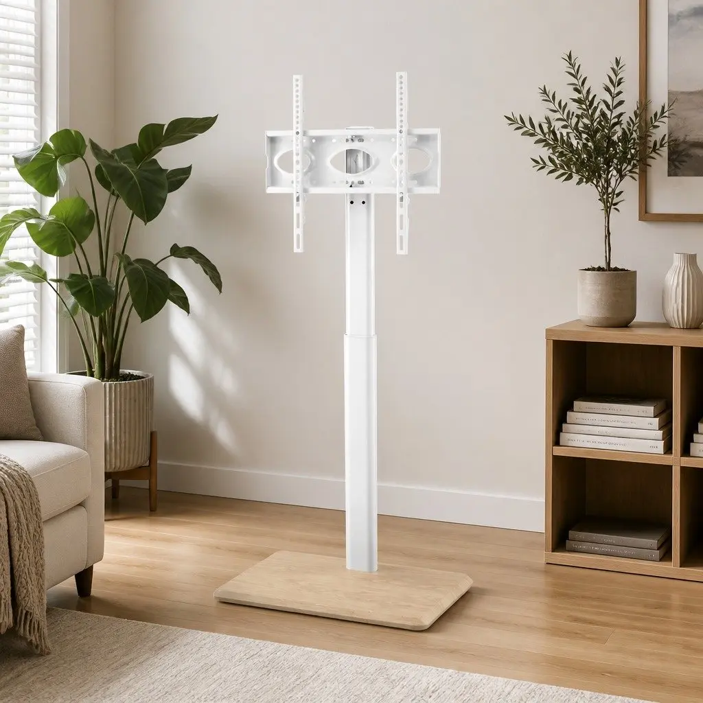 TV Stand 24-55" Swivel Floor Mount Height Adjustable Wheels Living Room Display