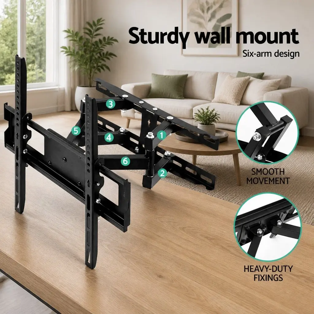 TV Wall Mount Bracket Full Motion Tilt Swivel 23"-55" Black