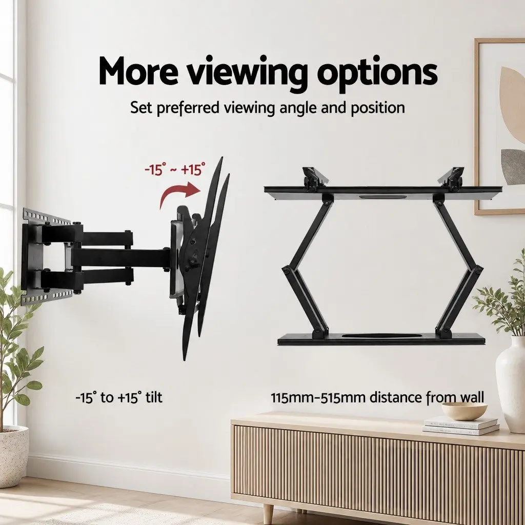 TV Wall Mount Bracket Full Motion Dual Arm Adjustable 32"-80" Black
