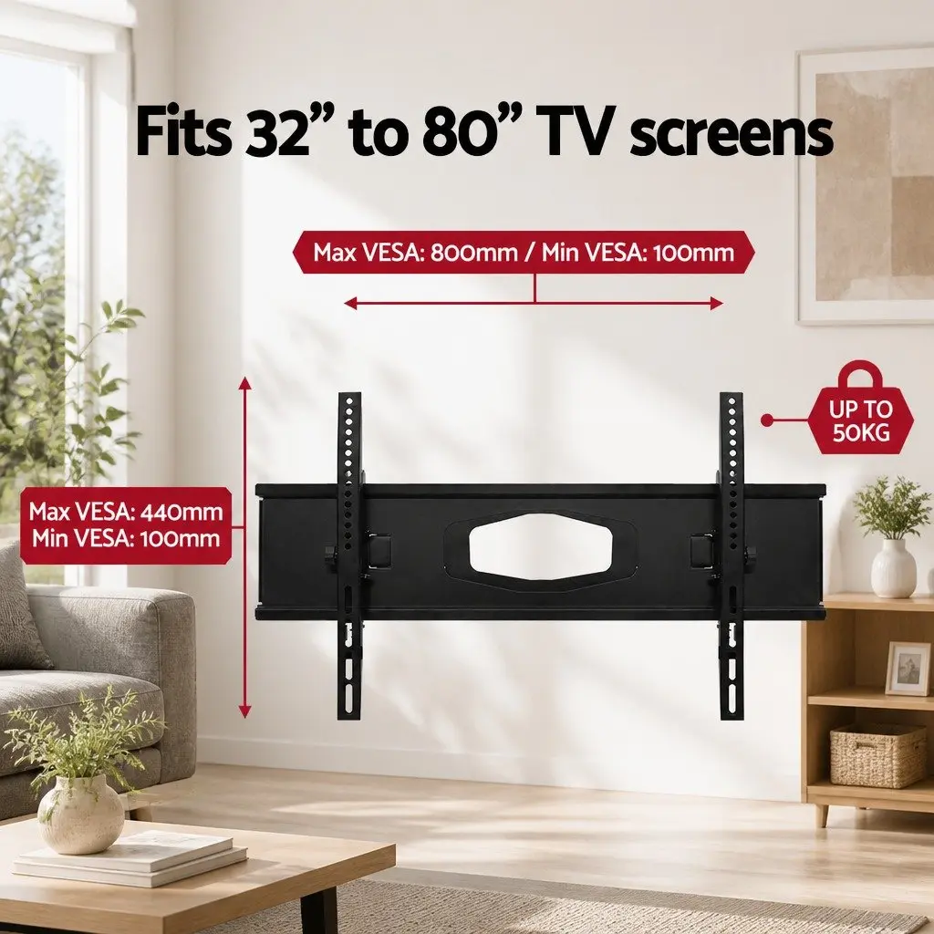 TV Wall Mount Bracket Full Motion Dual Arm Adjustable 32"-80" Black