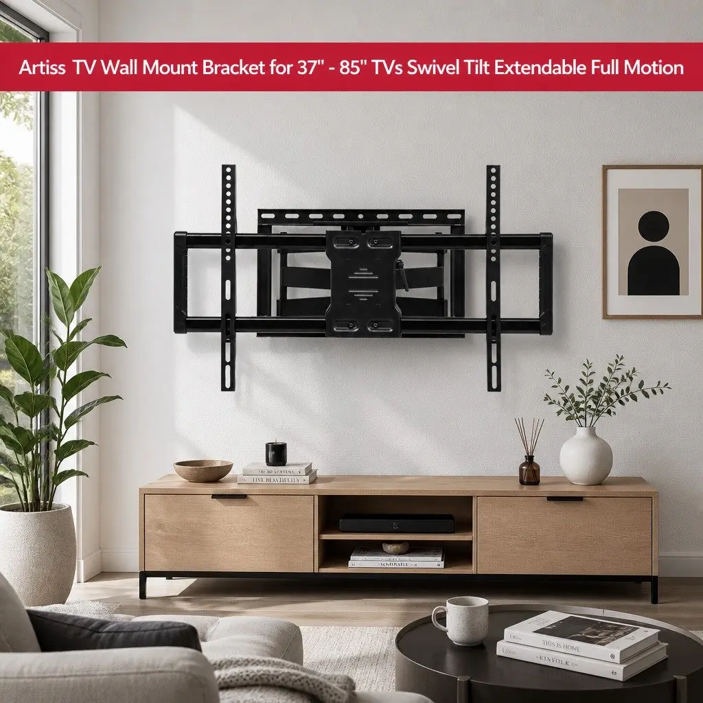 TV Wall Mount Bracket Full Motion Swivel Tilt Extendable Heavy Duty 37 to 85 Inches Black